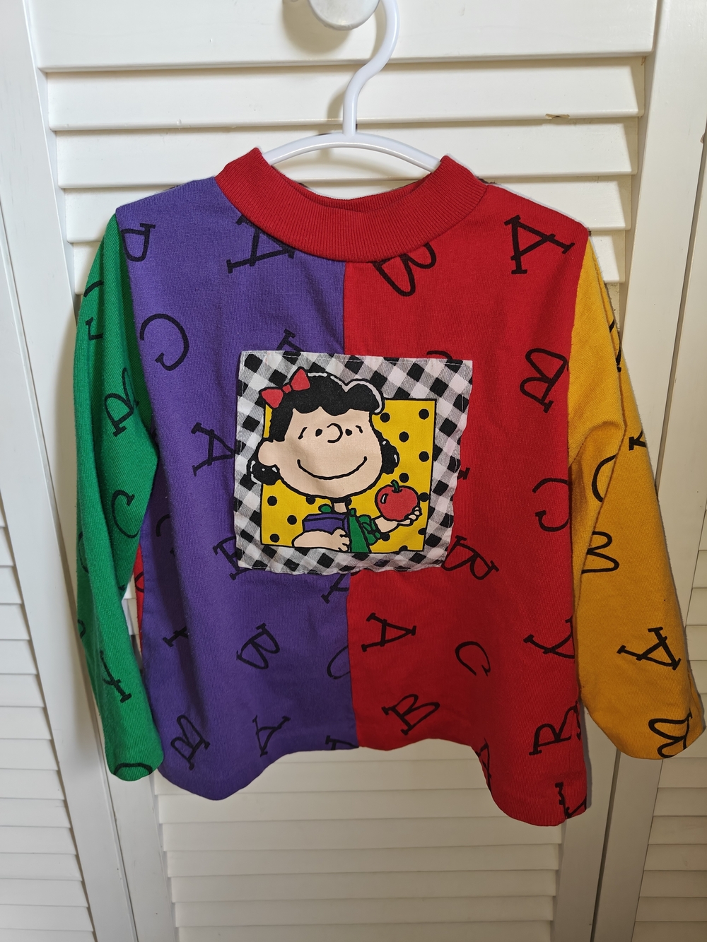 Peanuts Vintage-style Color-blocked Long Sleeve Top 4T Alphabet